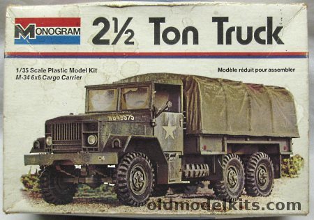 Monogram 1/35 M-34 6x6 2-1/2 Ton Cargo Truck With Diorama Instructions - White Box Issue, 8214 plastic model kit
